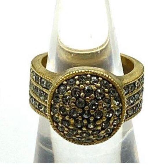 Heidi Daus Jewelry - Vintage Heidi Daus Gold Tone Belgium Disc Statement Ring Swarovski Crystal Sz 6